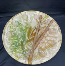Vintage 10 Count 1970's Acrylic Pressed Bamboo Leaves Deviled Egg Tray