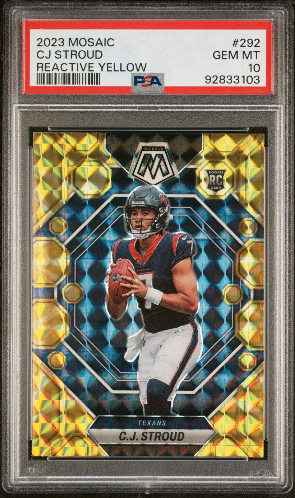 2023 Panini Mosaic C.J. Stroud #292 Reactive Yellow PSA 10 Rookie Texans