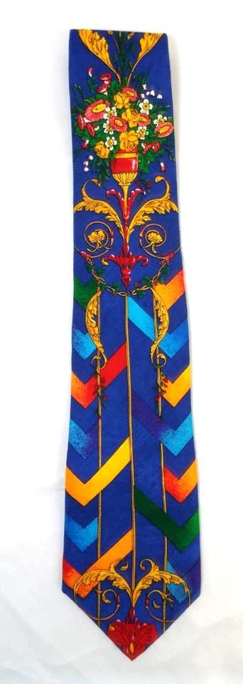 Corbata de Colección Rush Limbaugh Cuello Cadena Dorada Sin Límites Seda Años 90 EE. UU. Floral Foto 2 de 4