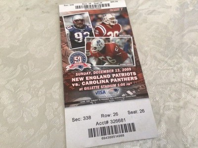 Vintage Patriot Ticket , Andre Tippett, Richard Seymour,Mosi Tatupu 2009