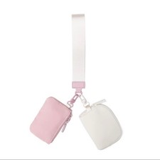 Wrist Keychain Mini Wallet/Wristlet - Pink/White