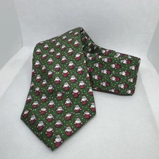 Vineyard Vines Youth Tie All over Santa Snowball Green Christmas 50” Length