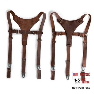 , Y Back Suspenders with Adjustable Size Straps for Men, Wedding, Bourbon Brown