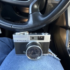 Konica EE Matic Rangefinder Camera Black Silver with Case
