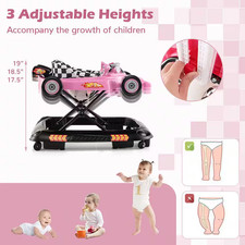 4-In-1 Foldable Baby Walker with 3-Level Adjustable Height Detachable Music T...