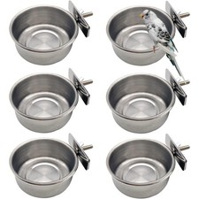 Bird Feeding Dish Cups 6-Pack, Parrot Food Bowl Clamp for Cage, Water Bowl
