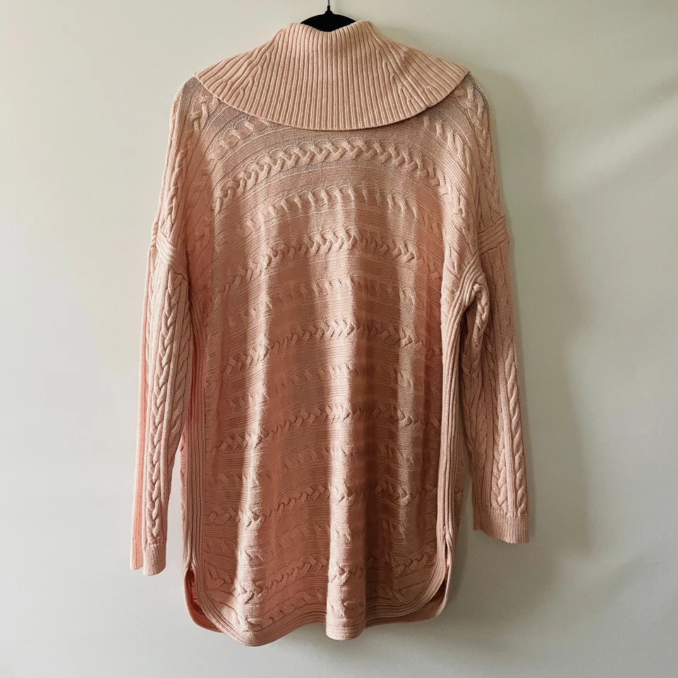 Suéter Lauren Ralph Lauren Feminino Bebê Rosa Malha Capuz Malha Tamanho Grande Tamanho 2X - Imagem 2 de 4