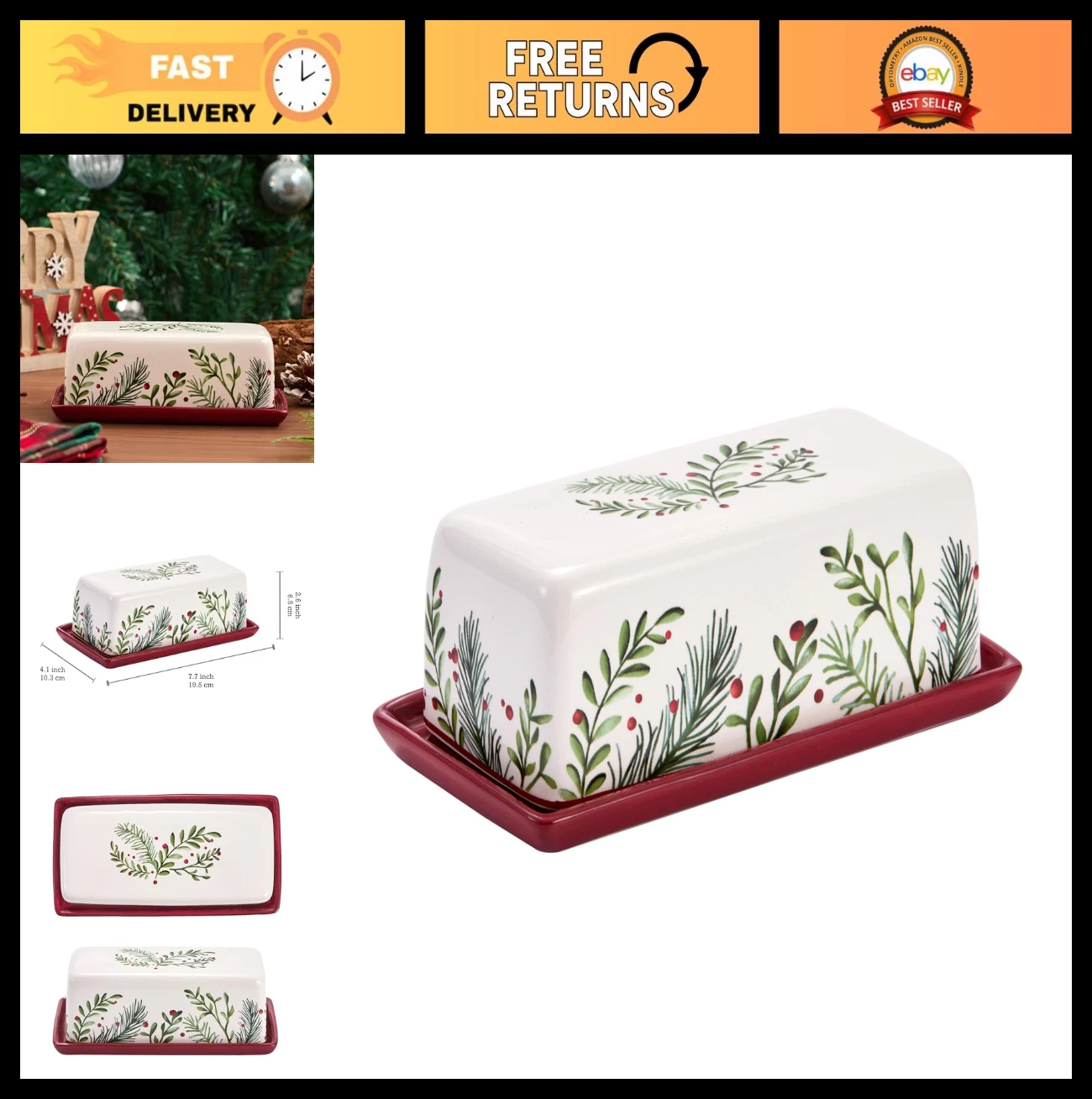 Ceramic Butter Dish with Lid - Wide Butter Keeper for Kitchen Counter, Microwave
Opens in a new wind