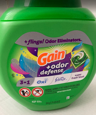 Gain 3in1 Laundry Detergent Pods Odor Defense 42 Count Pods