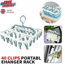 Foldable Sock Dryer with 40 Clips Laundry Drying Hanger for Socks Underwear UK