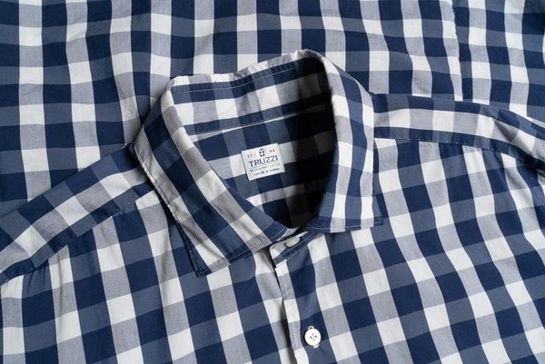Men Isaia Napoli Shirt Navy Cotton 42 / XL / 50