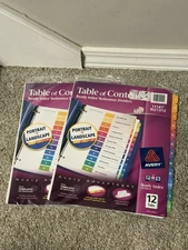 2 Sets - Avery Ready Index Table of Contents Divider, 1-12, Multi, Letter