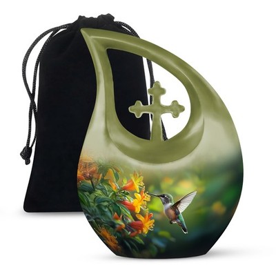 Flower Humming Bird Urns for Human Ashes Adult Dad, Burial Urn (10 Inch)