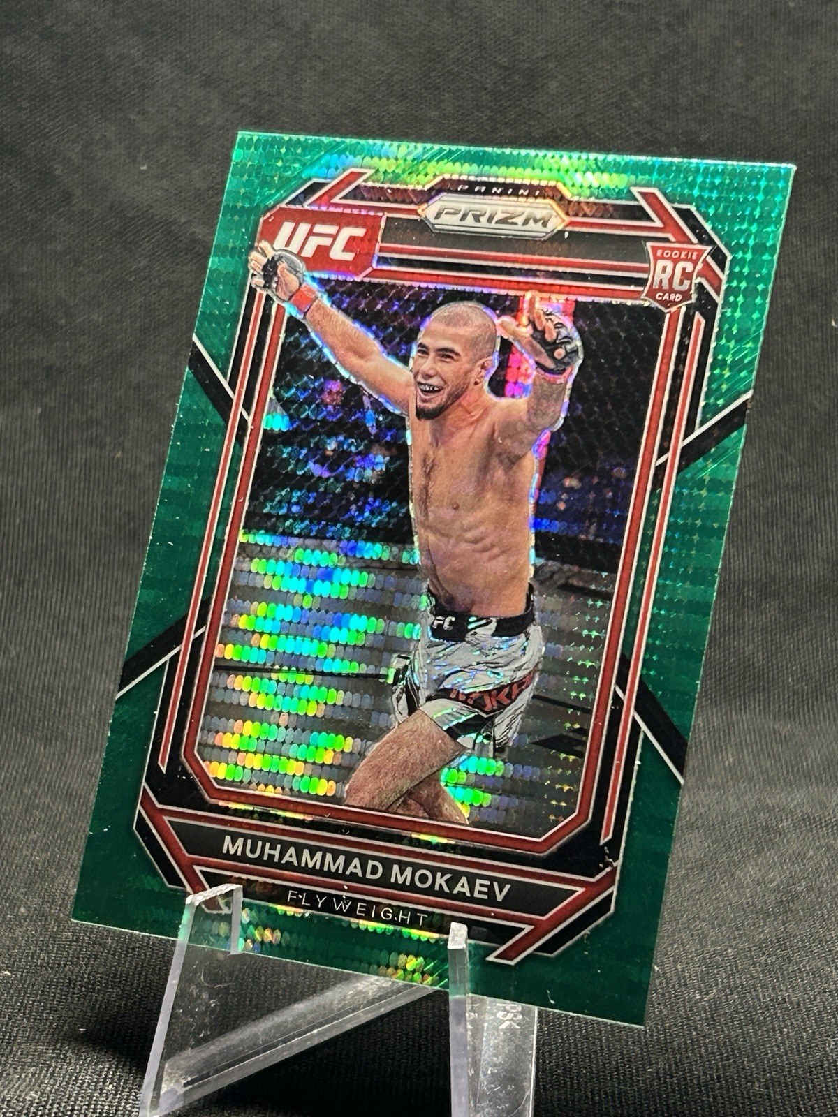 2023 Panini Prizm UFC #124 Muhammad Mokaev RC #1/25!!! Green Pulsar Prizm Rookie