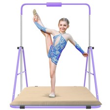 Gymnastics Bar with Self-Inflating Mat for Kids, Adjustable Height Gymnastic ...