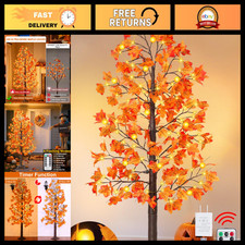 6 Ft Lighted Prelit Fall Maple Tree with Remote Control  Timer, 135 LED, 8 Mode