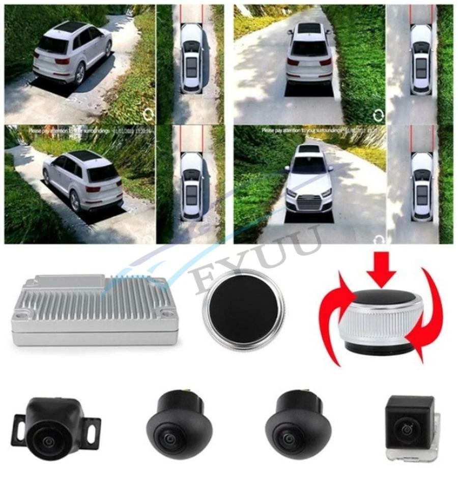 Cámara panorámica 3D 360° para automóvil vista de pájaro vista envolvente sistema DVR monitor de estacionamiento Foto 2 de 4