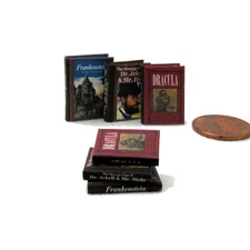 VICTORIAN CLASSICS 3 Pc HORROR 1:12 Scale Miniature Readable Illustrated Books