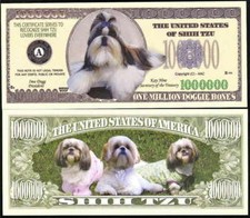 SHIH TZU DOG MILLION NOVELTY DOLLAR - Lot of 2 Bills
