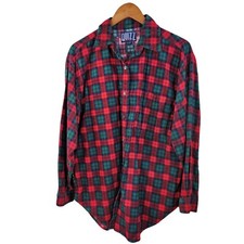Vintage 90s Pinwhale Corduroy Jacket Top Shirt Shacket Size Large Green Plaid