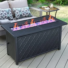 45" 50,000 BTU Outdoor Propane Gas Fire Pit Table Rectangular Firepits with Lid