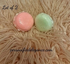 NEW Lot of 2 Mini Sugared Pink & Green Fruity Bath Fizzy Bombs Full Size