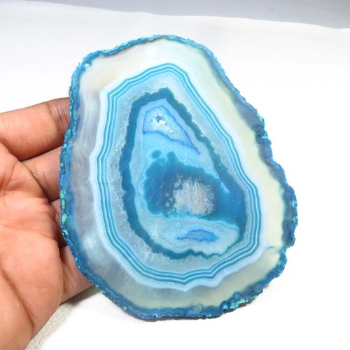 Sky Blue Geode Cabochon 108x88mm Natural Slice Agate Gemstone Loose DIY SCL-1447 - Picture 4 of 4