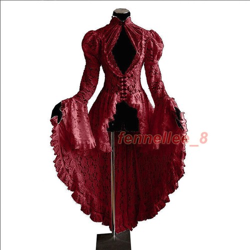 Gothic Long Renaissance Breathable Steampunk Corset Dress Lace Dress Plus Size - Picture 11 of 20