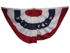 3x6 FT Embroidered USA American Synthetic Cotton Flag Bunting Fan 3'x6' Clips