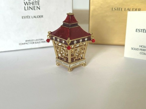 ESTEE LAUDER SOLID PERFUME COMPACT 2009 JEWELED LANTERN PURE WHITE LINEN - Picture 2 of 8