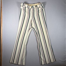Vintage 1970 Bell bottom Striped Trouser Pants 3 Pocket