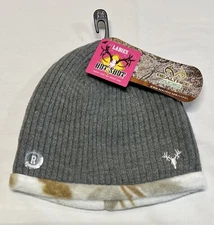 Hot Shot White Camo Realtree Women's Ribbed Knit Reversible Beanie Hat Free Ship