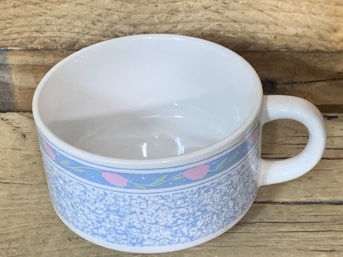 K.I.C. Ceramic Floral Abstract Coffee Mug Tea Cup Pink Blue Made in Korea - Picture 2 of 6