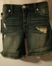 New NWT Women Size 4 Rock And Republic Blue With Button Closure Jean Shorts R