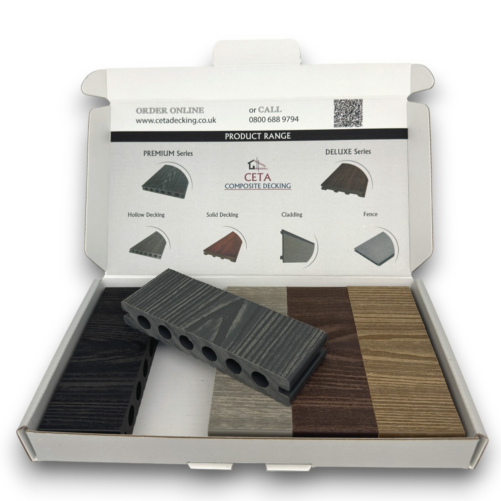 3.6m Premium Composite Decking Board Sample Box, 5 Colours, Woodgrain ...