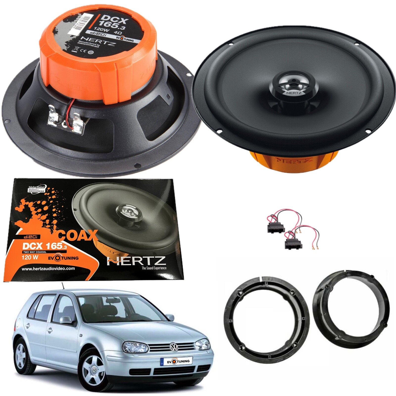 Kit 2 Casse Altoparlanti HERTZ DCX 165.3 VW GOLF 4 IV Posteriori 16,5cm 165mm