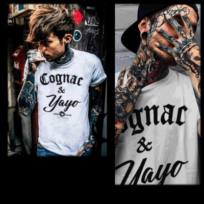 Cognac and Yayo t-shirt urban hip hop hustle gangster mafia mob thug white tee 