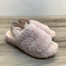 UGG Fluff Yeah Slide Slip On Light Pink Fur Slippers Womens Size 7 Shoes