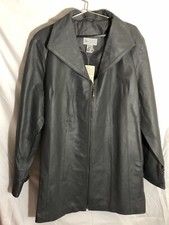 Vintage Leather Jacket - Via Accenti Size 24w Gray- 100% Leather Nos