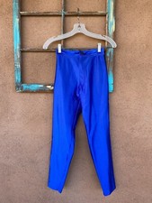 VINTAGE DISCO Spandex PANTS X Small Sz 3 Inseam 26" Shiny Blue 1970s