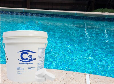 C3... 3'' Stabilized Trichloro Chlorine Tablets for Swimming Pools (Choose Size)