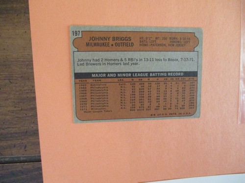 JOHNNY BRIGGS Signed Trimmed Index Card w/8 1/2 x 11 Display w/1972 Topps Card - Picture 4 of 6