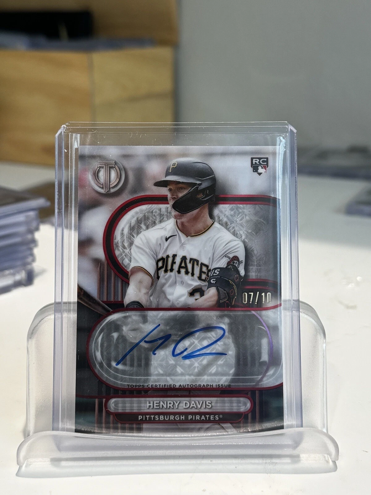 2024 Topps Tribute Henry Davis Red Rookie Auto 7/10 Pittsburgh Pirates