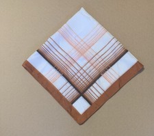 1970s Vintage Rust Tones Windowpane Scarf, 22 x 23 Striped Geometric Made Italy