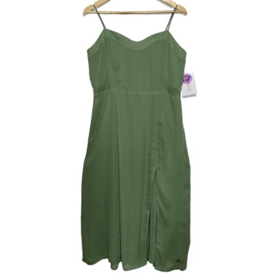 NWT Abercrombie & Fitch Green Sleeveless V-Neck Long Maxi Dress Womens Size L P