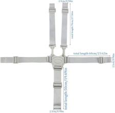 Cintura Di Sicurezza A 5 Punti Per Seggiolone - Regolabile E Convertibile In 3 Punti - Per Passeggini E Carrozzine - Foto 7