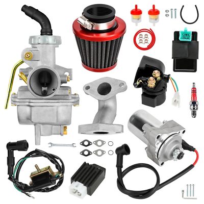 PZ20 Carburetor Ignition Coil Starter Relay Voltage Regulator CDI Kit For 125cc 
