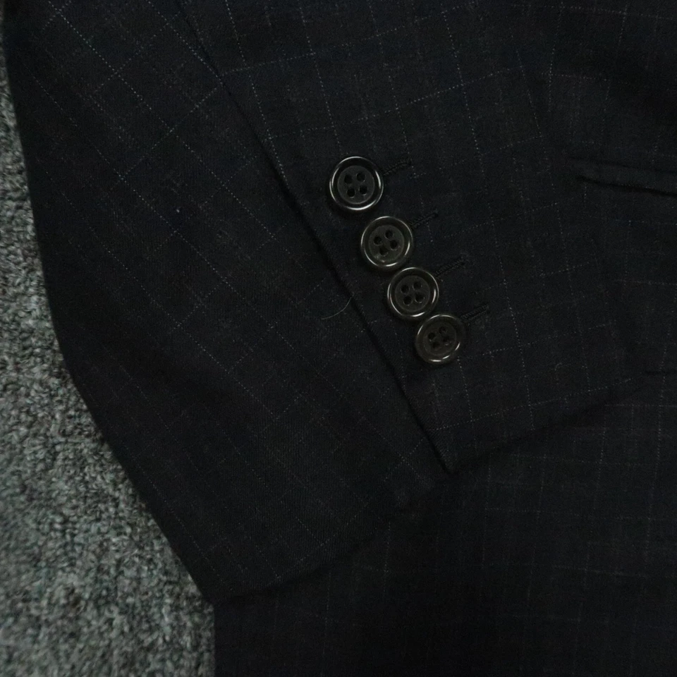 Brioni Blazer Mens 48R Blue Palatino Check Wool Vented Suit Jacket - image 4 of 4