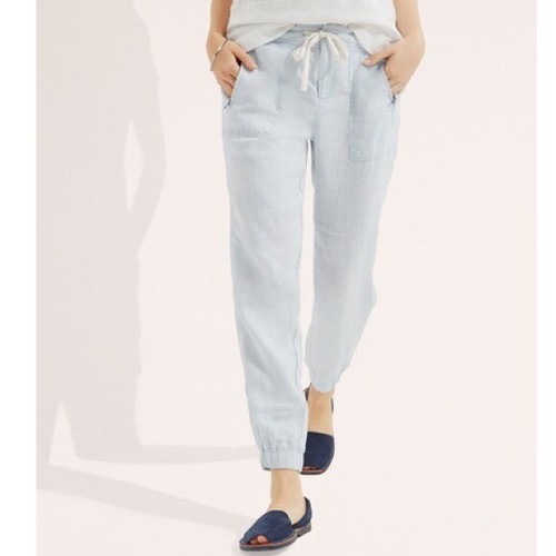 Blue Cropped Linen Pants Medium 