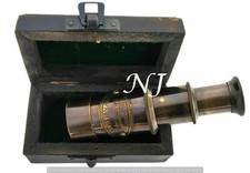 4" Handheld Solid Brass Pullout Telescope with Wooden Box - Pirate Navigation